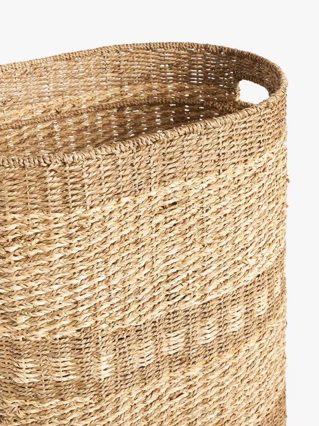 John Lewis Woven Seagrass Oval Laundry Basket, Natural