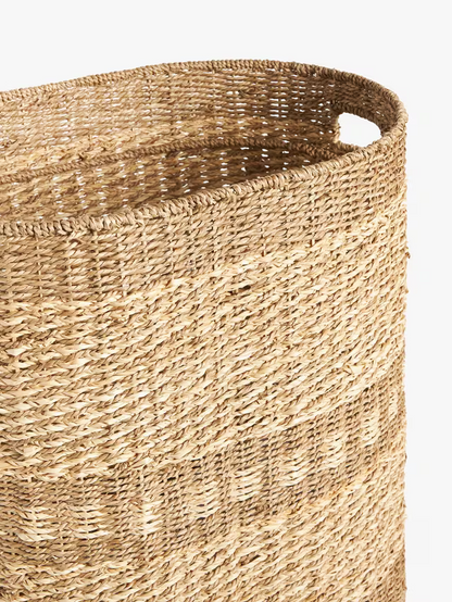 John Lewis Woven Seagrass Oval Laundry Basket, Natural