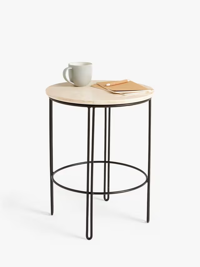 John Lewis Pin Side Table, Natural/Black