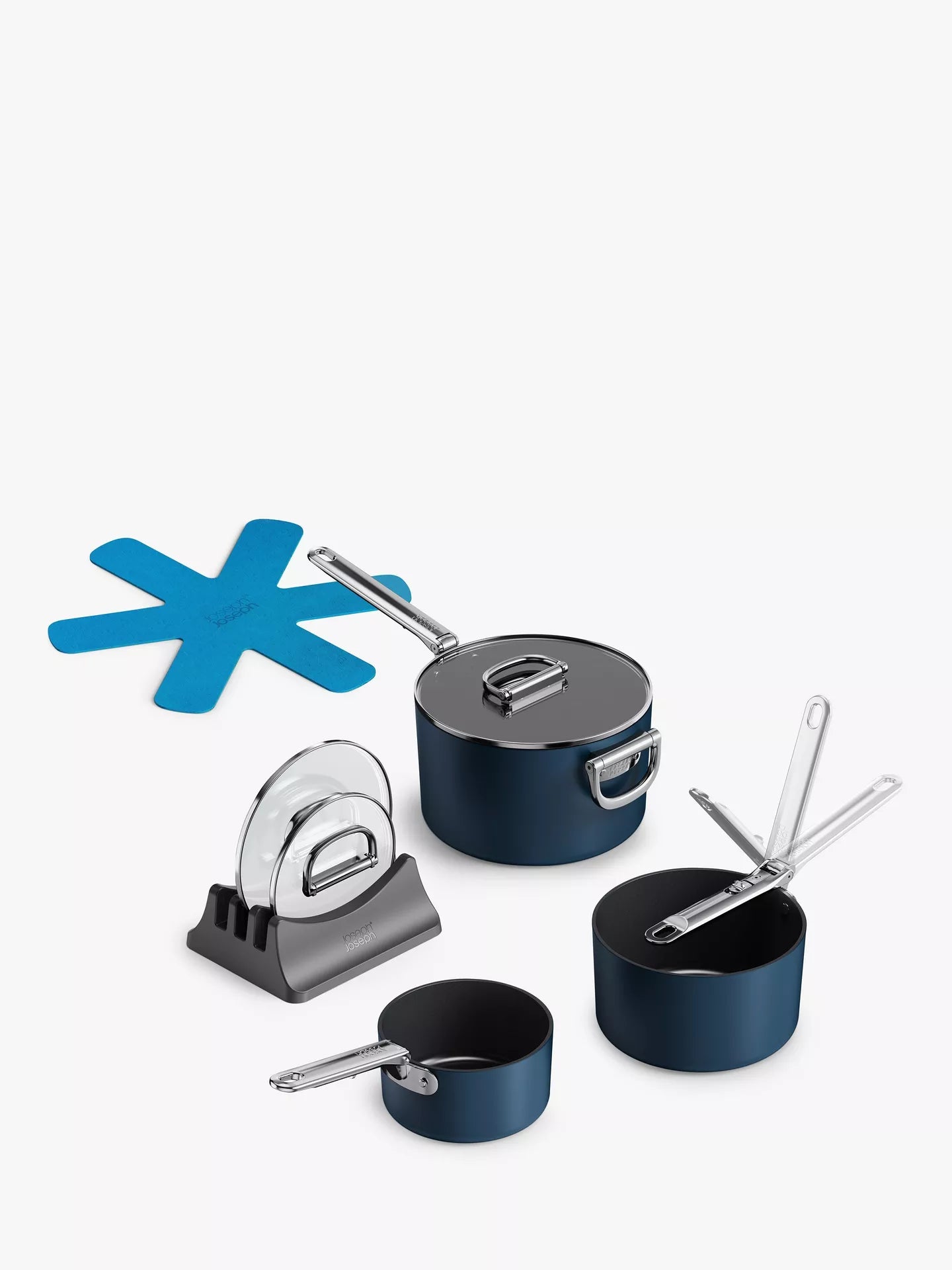 Joseph Joseph Space Folding Handle Non-Stick Saucepan & Accessories Set, 3 Piece