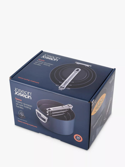 Joseph Joseph Space Folding Handle Non-Stick Saucepan & Accessories Set, 3 Piece