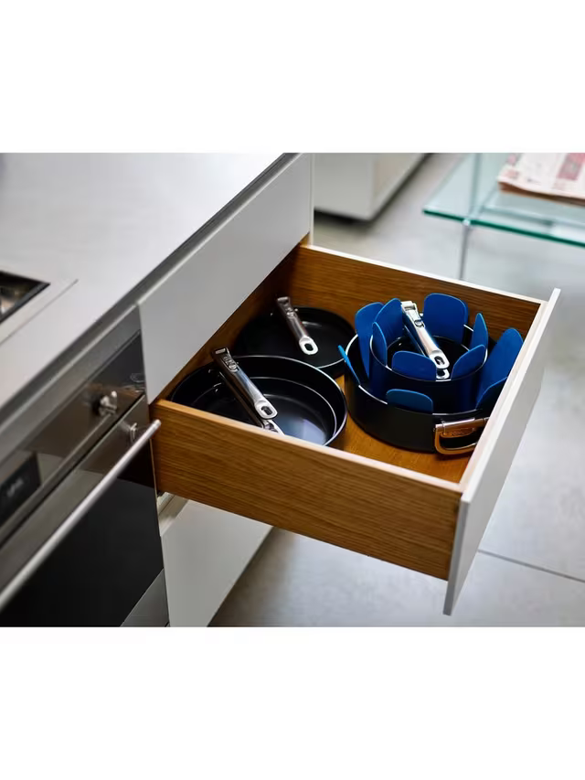 Joseph Joseph Space Folding Handle Aluminium Non-Stick Saucepan & Accessories Set, 3 Piece, Navy