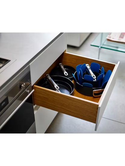 Joseph Joseph Space Folding Handle Aluminium Non-Stick Saucepan & Accessories Set, 3 Piece, Navy
