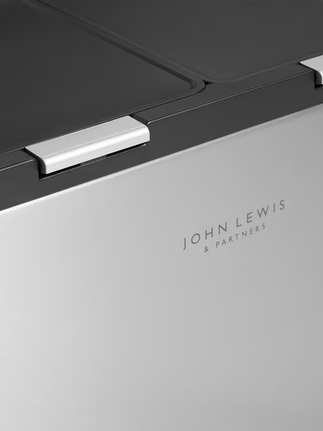 John Lewis 2 Section Touch Recycling Bin, with Handles, Stainless Steel, 30+30L