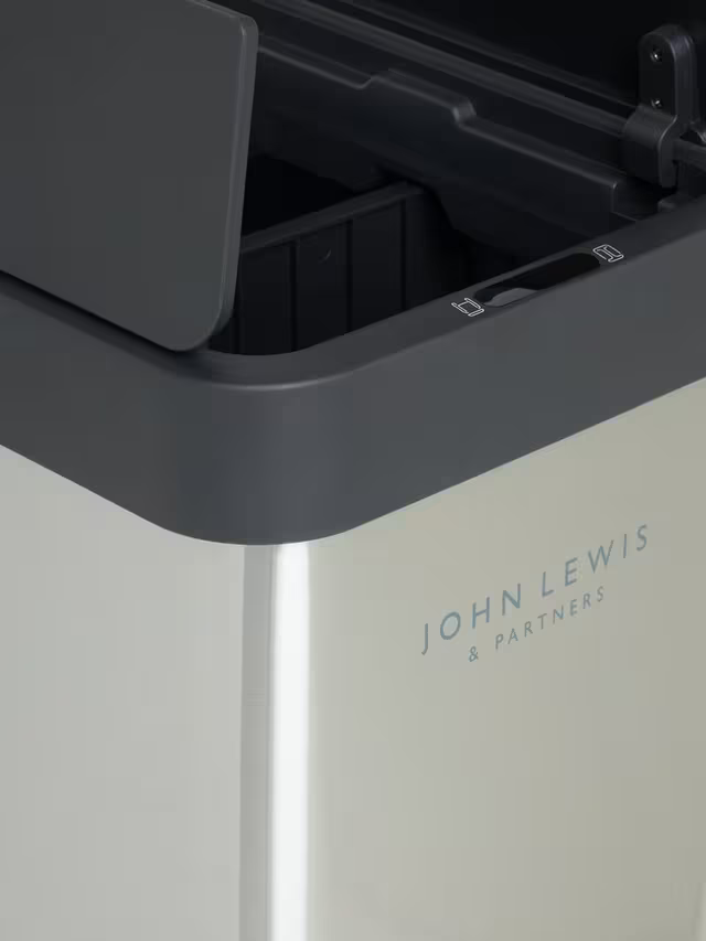 John Lewis 2 Section Sensor Recycling Bin, with Handles, Stainless Steel, 28+22L