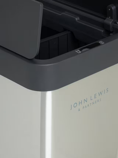 John Lewis 2 Section Sensor Recycling Bin, with Handles, Stainless Steel, 28+22L