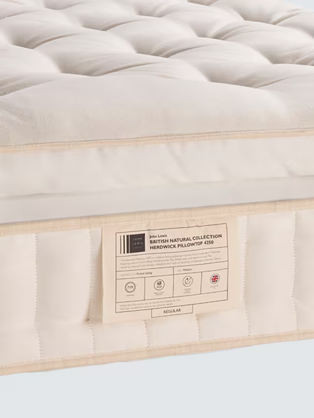 John Lewis Herdwick Pillowtop 4250, King Size, Firmer Tension Pocket Spring Mattress