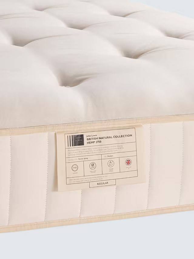 John Lewis British Natural Collection Hemp 2750 Mattress, Firmer Tension, Double
