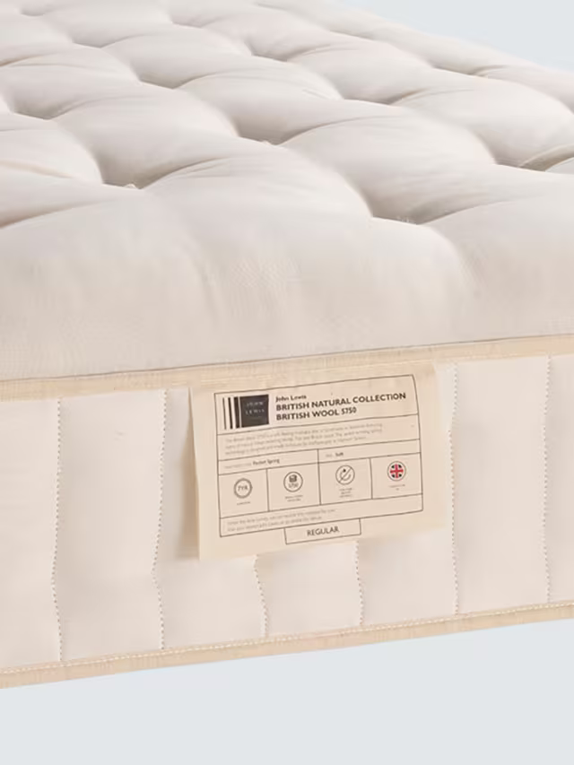 John Lewis British Natural Collection, Wool 5750 Mattress, Firmer Tension, Super King Size