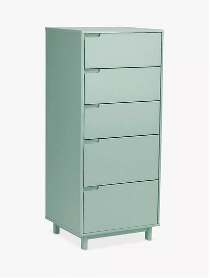 John Lewis Format 5 Drawer Tallboy Chest Light Green