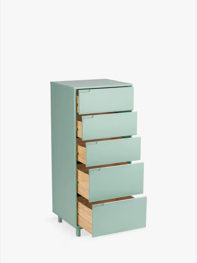 John Lewis Format 5 Drawer Tallboy Chest Light Green