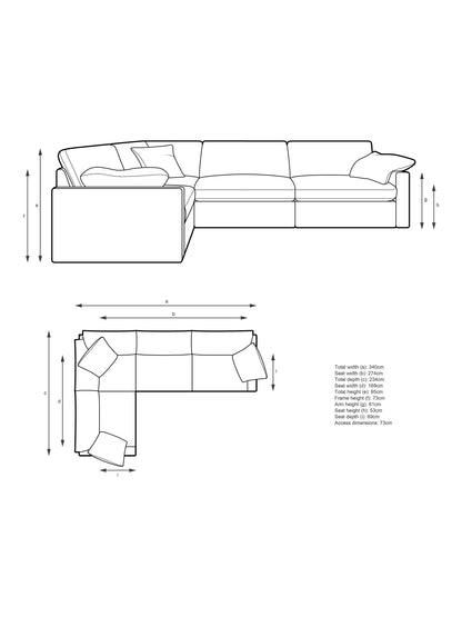 John Lewis Mellow LHF Corner Sofa  Plush Velvet Paprika Easy Clean