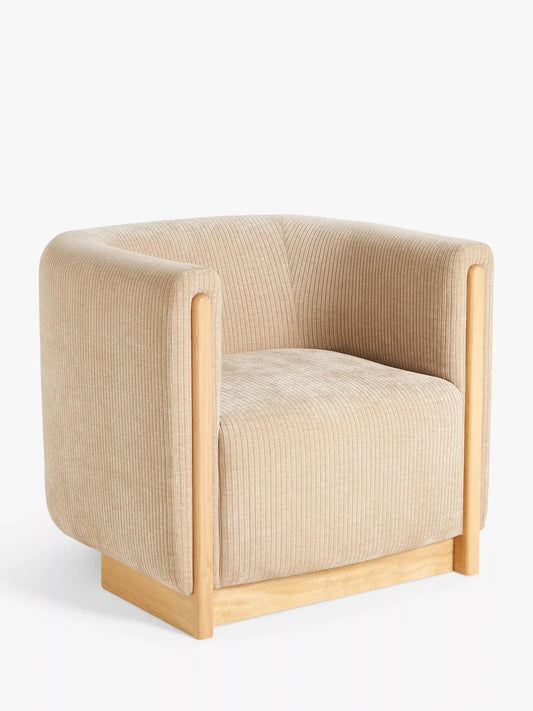 John Lewis Vila Tub Corduroy Armchair, Natural Living Room