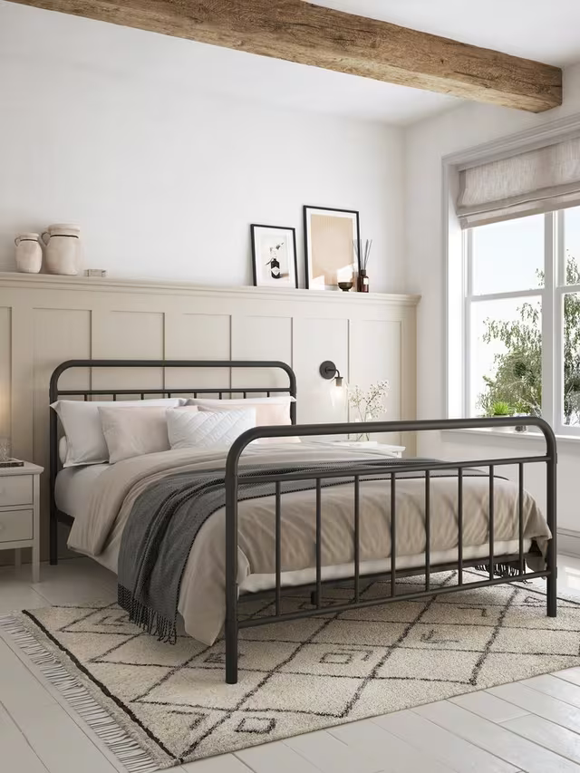 John Lewis Dorm Metal Bed Frame, Double, Black