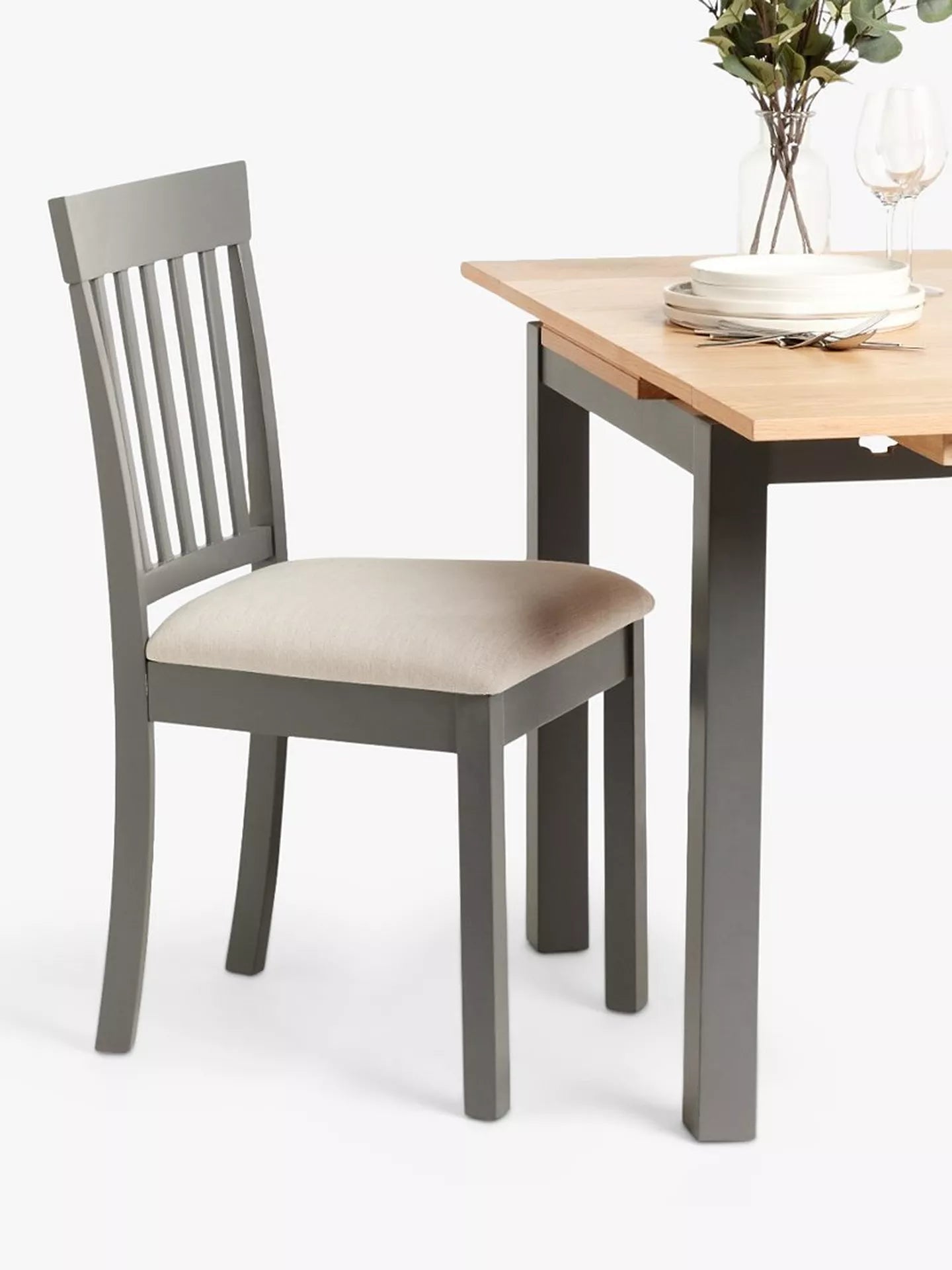 John Lewis ANYDAY Wilton Slatted Dining Chair, Set of 2, Grey