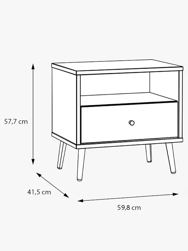 EasyKlix Harllson 1 Drawer Bedside Table, White/Oak