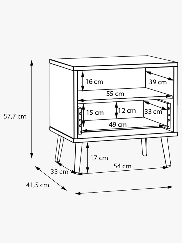 EasyKlix Harllson 1 Drawer Bedside Table, White/Oak