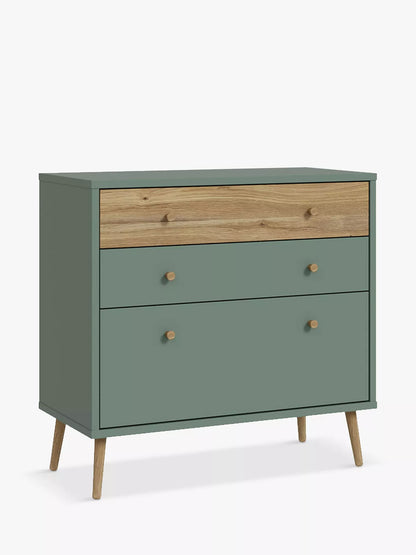 EasyKlix Harllson 3 Drawer Chest, Green/Oak