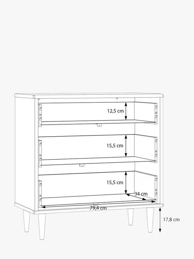 EasyKlix Sherbrooke 3 Drawer Chest Oak