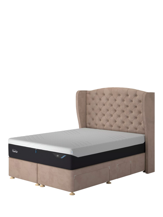 TEMPUR® Suffolk Continental 4 Drawer Divan Base, Double, Stone Velvet