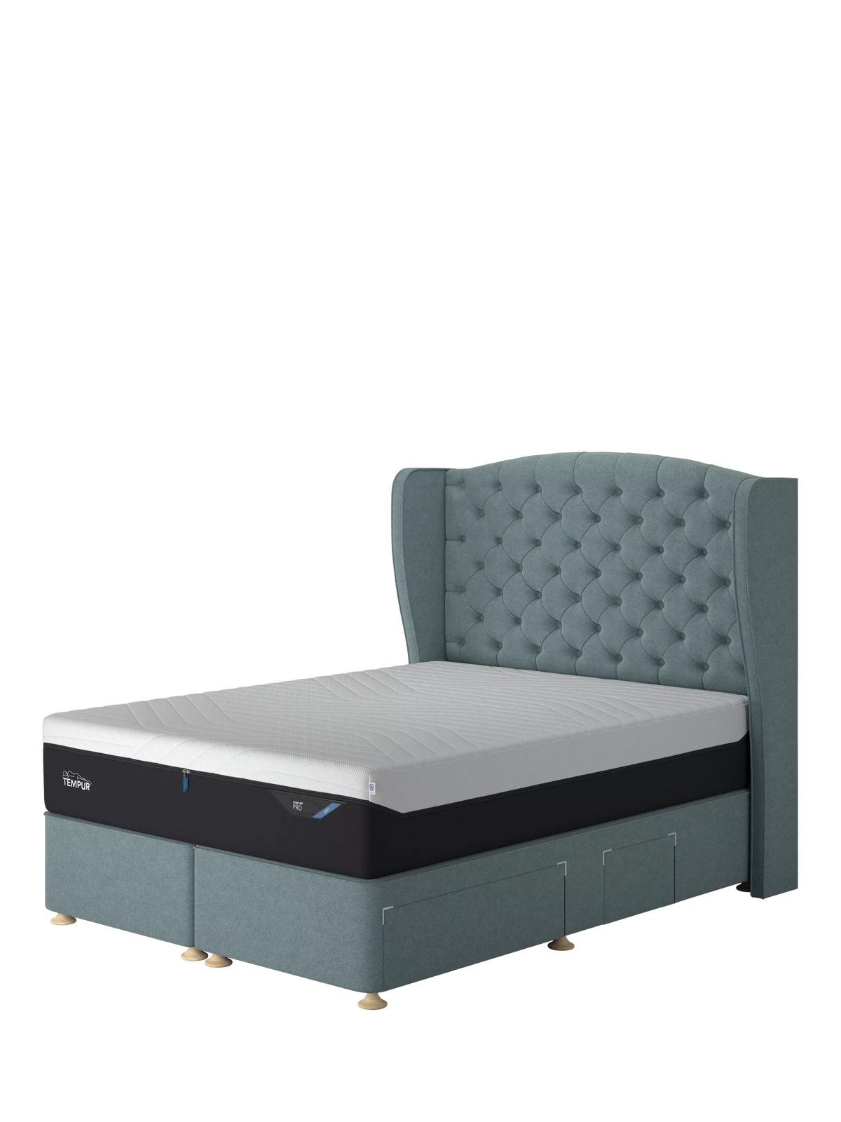 TEMPUR® Suffolk Continental 4 Drawer Divan Base, Super King Size, Teal