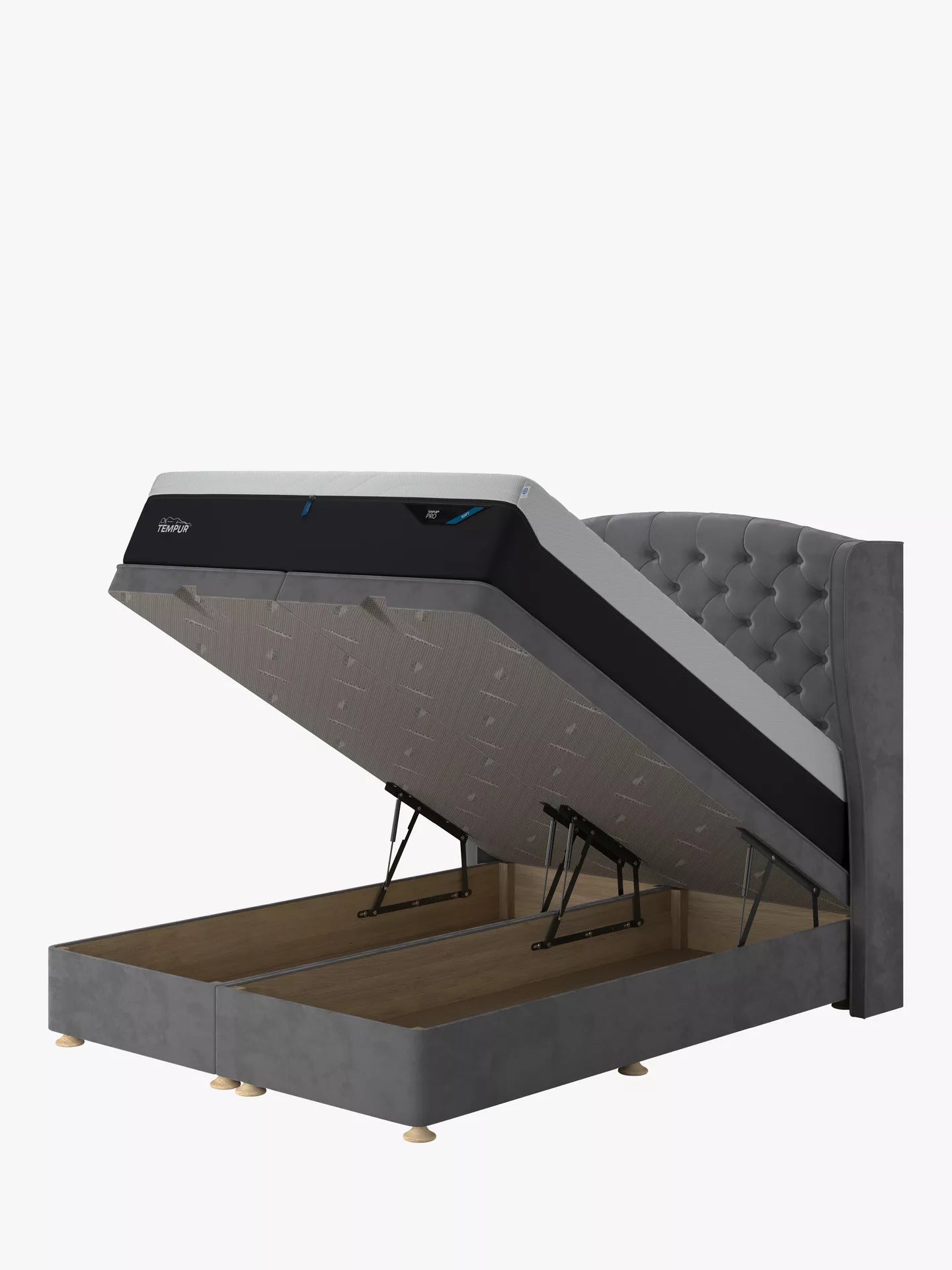 TEMPUR® Suffolk Ottoman Bed, King Size, Armour
