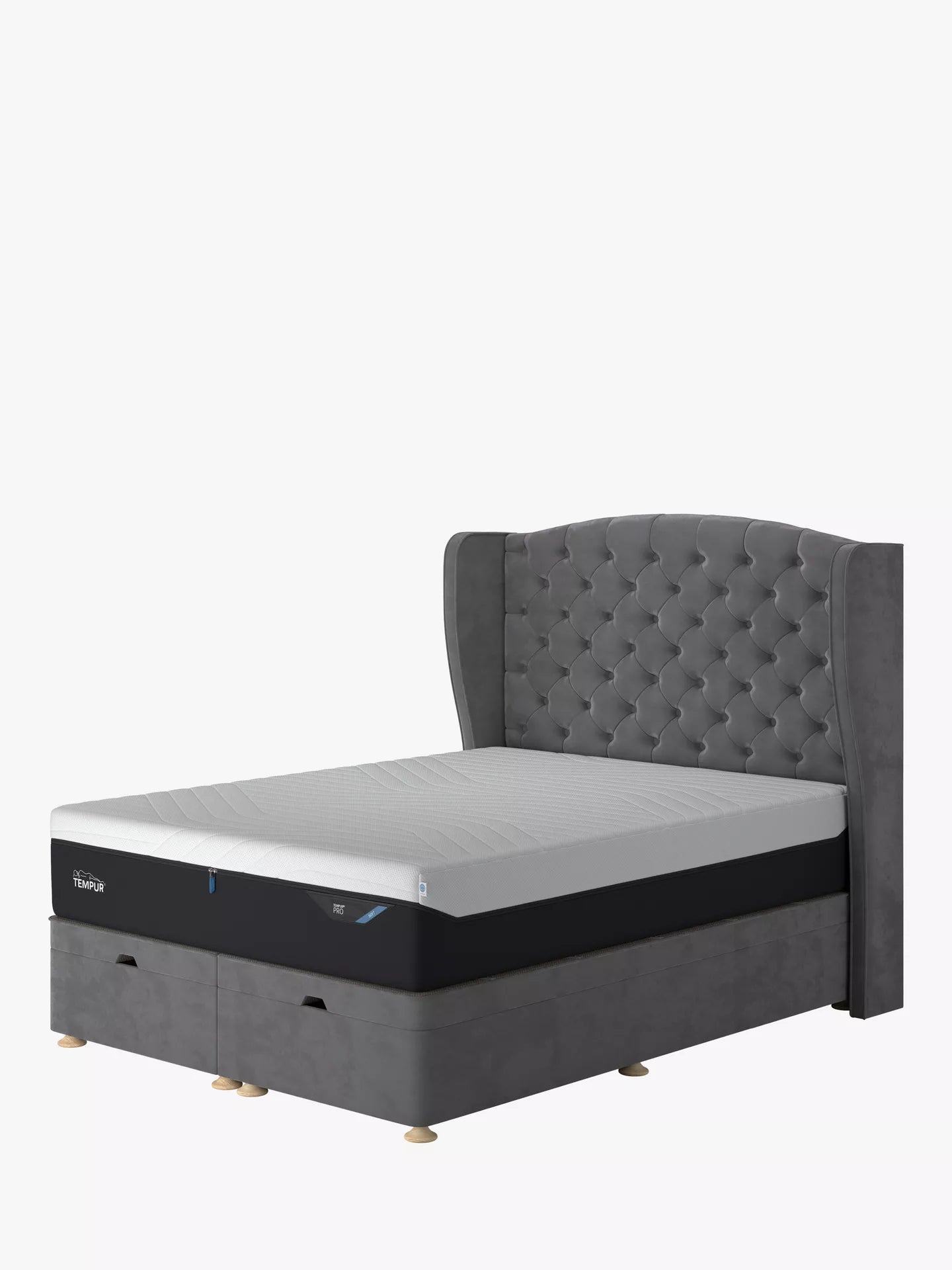 TEMPUR® Suffolk Ottoman Bed, King Size, Armour