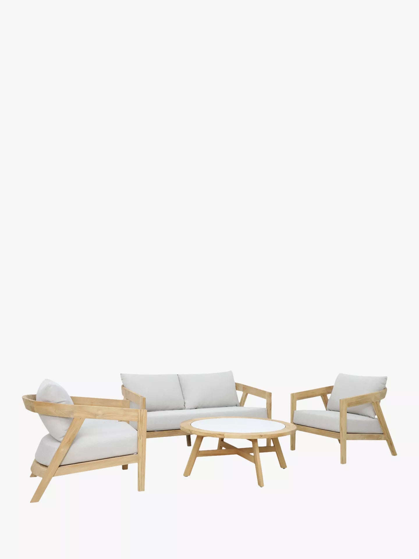 KETTLER Kubu 4-Seater Garden Lounging Set, FSC-Certified (Teak Wood), Natural/White