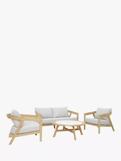 KETTLER Kubu 4-Seater Garden Lounging Set, FSC-Certified (Teak Wood), Natural/White