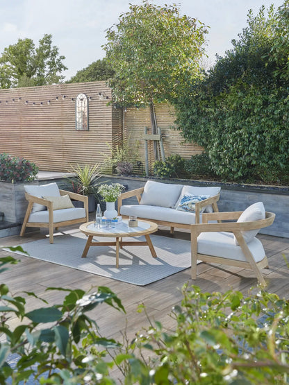 KETTLER Kubu 4-Seater Garden Lounging Set, FSC-Certified (Teak Wood), Natural/White