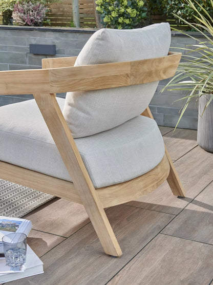 KETTLER Kubu 4-Seater Garden Lounging Set, FSC-Certified (Teak Wood), Natural/White