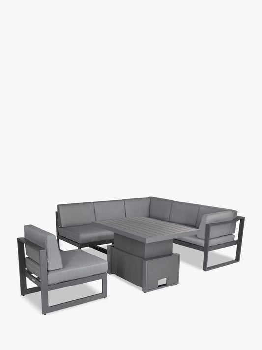 KETTLER Menos by KETTLER Versa 5-Seat Corner Garden High-Low Table & Chairs Set, Grey