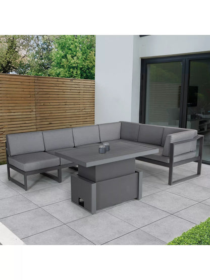 KETTLER Menos by KETTLER Versa 5-Seat Corner Garden High-Low Table & Chairs Set, Grey