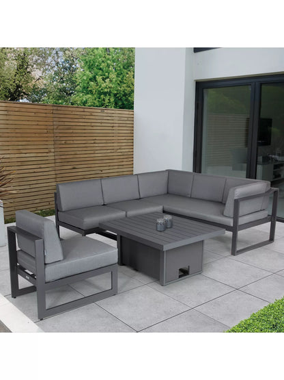 KETTLER Menos by KETTLER Versa 5-Seat Corner Garden High-Low Table & Chairs Set, Grey