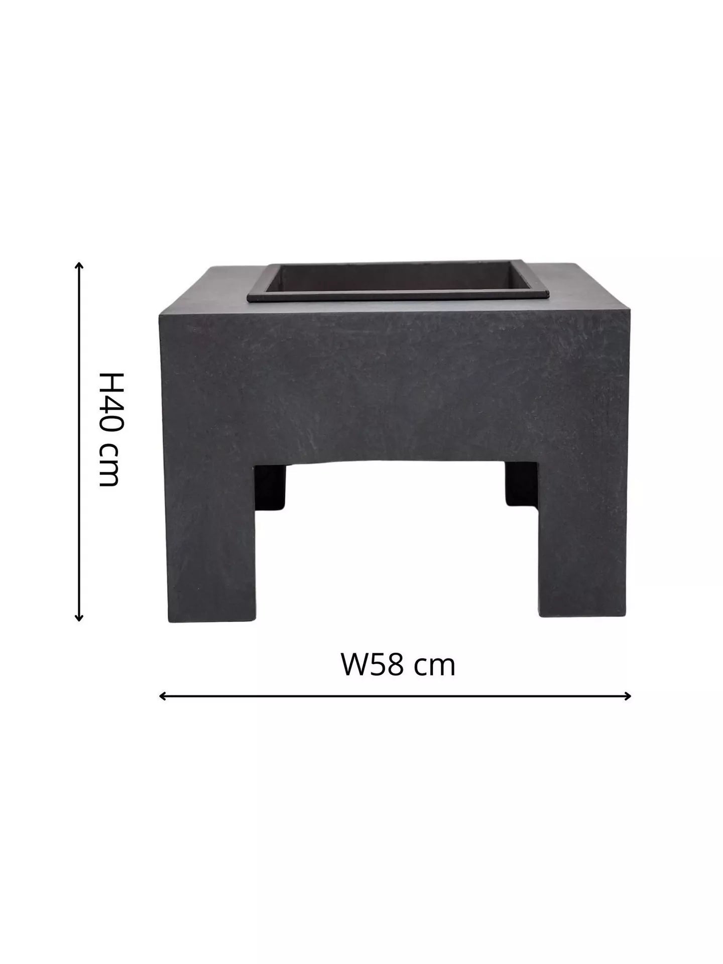 Ivyline Square Console Firepit, Grey