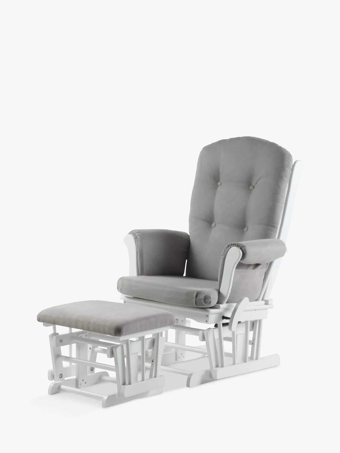 Kub Kielder Glider Nursing Chair and Footstool, Light Grey/White Frame
