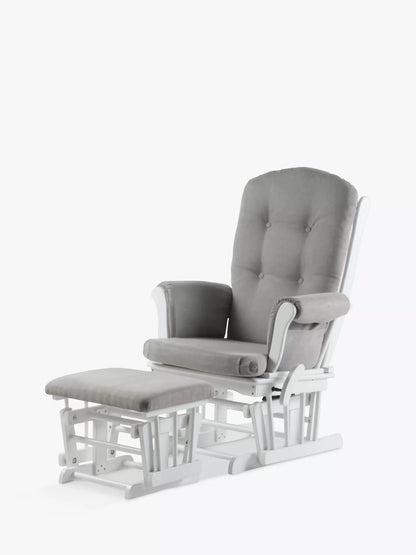 Kub Kielder Glider Nursing Chair and Footstool, Light Grey/White Frame