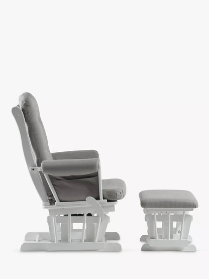 Kub Kielder Glider Nursing Chair and Footstool, Light Grey/White Frame