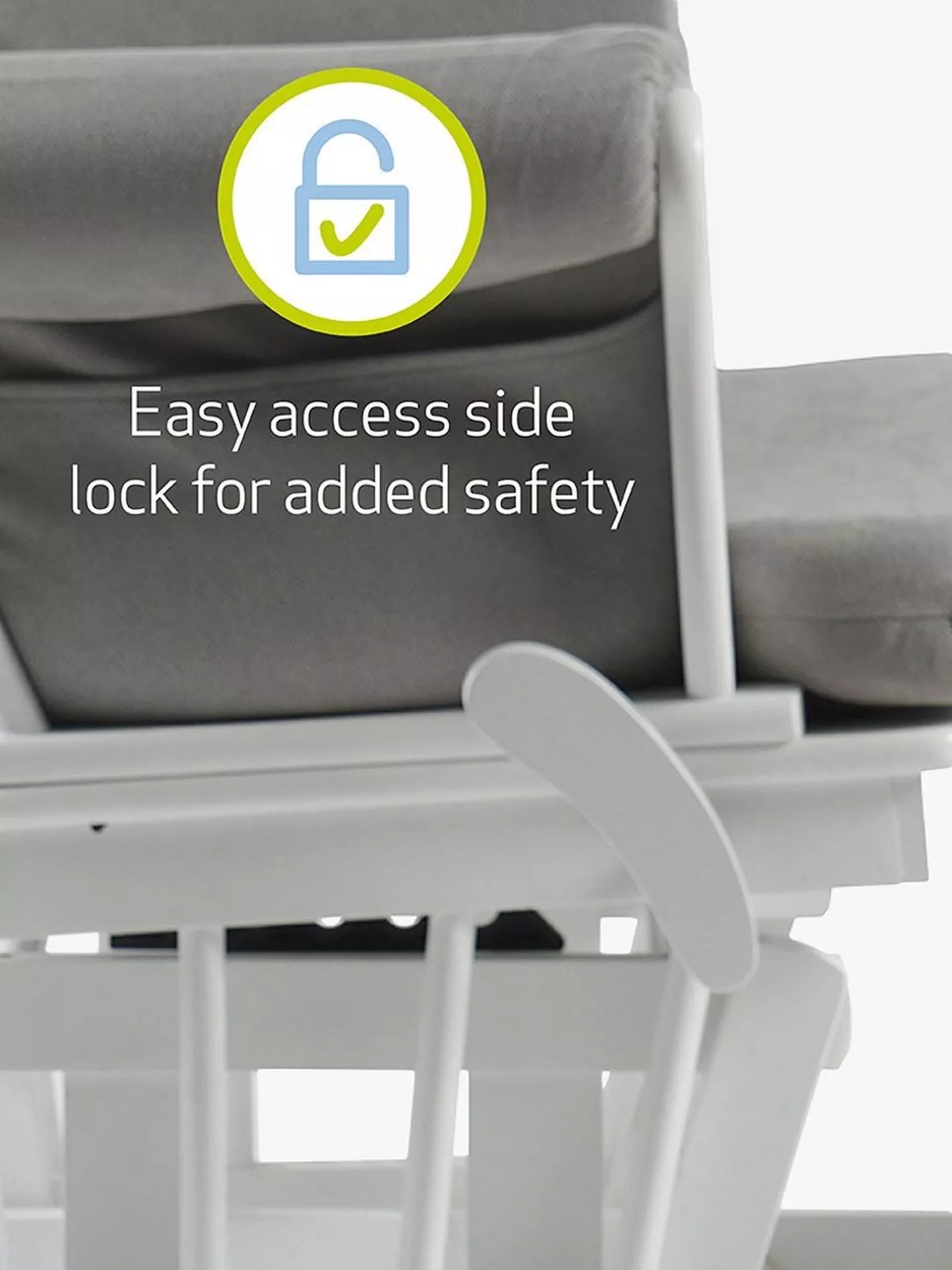 Kub Kielder Glider Nursing Chair and Footstool, Light Grey/White Frame