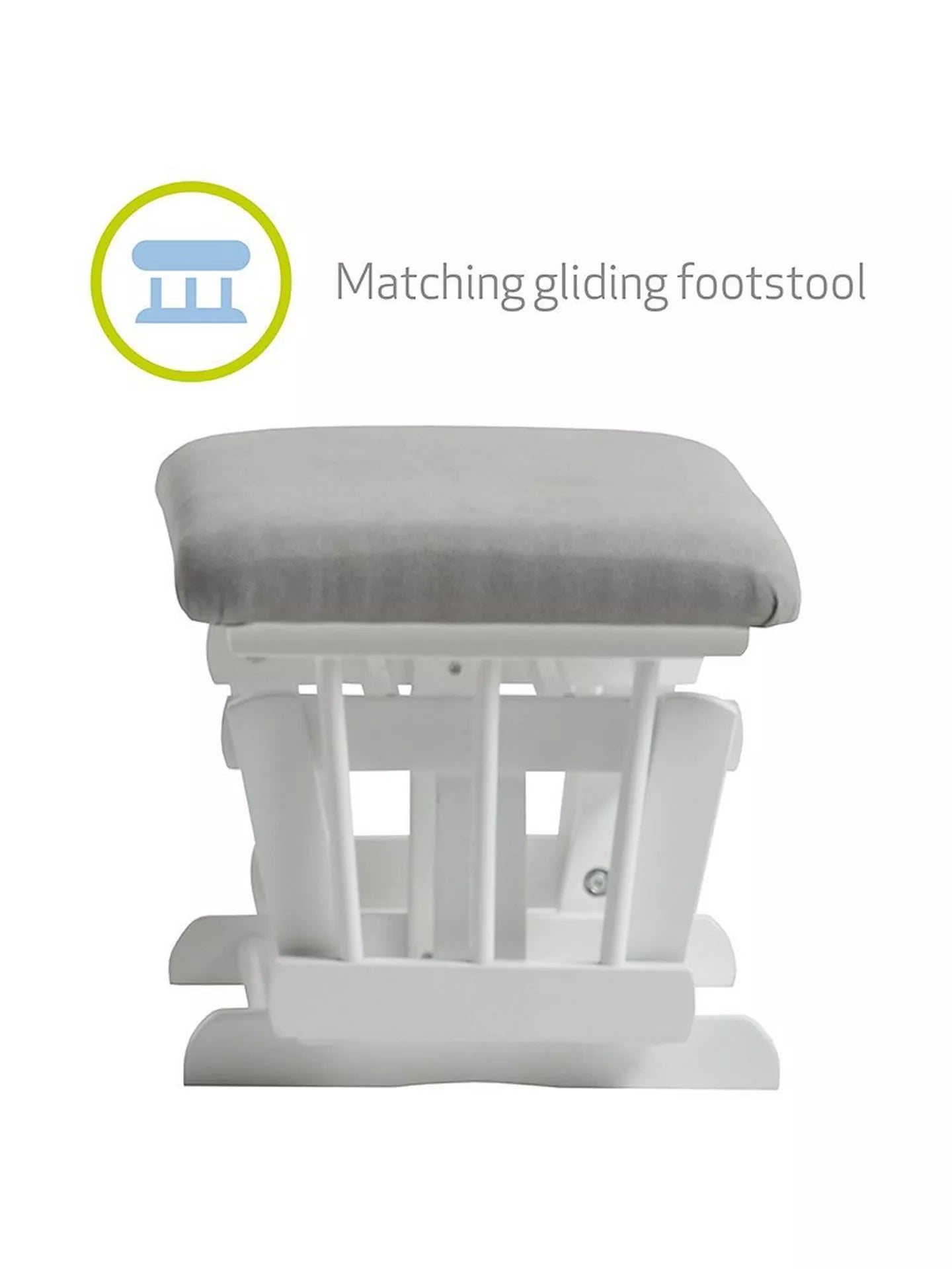 Kub Kielder Glider Nursing Chair and Footstool, Light Grey/White Frame