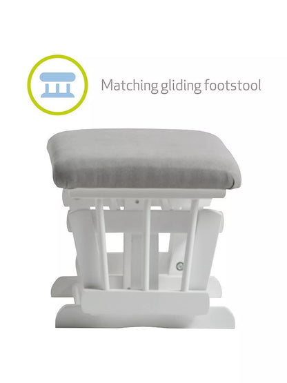 Kub Kielder Glider Nursing Chair and Footstool, Light Grey/White Frame