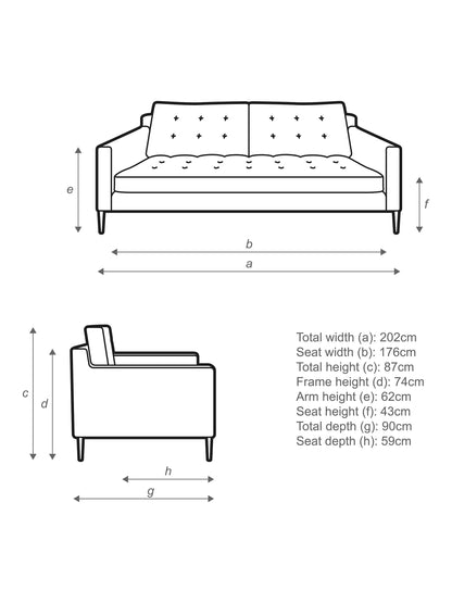 John Lewis Draper II Large 3 Seater Sofa in Brushed Tweed With Dark Legs