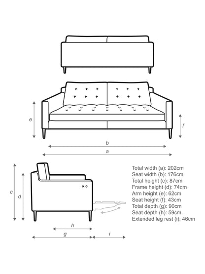 John Lewis Draper II Large Motion Sofa Easy Clean Ocean Blue
