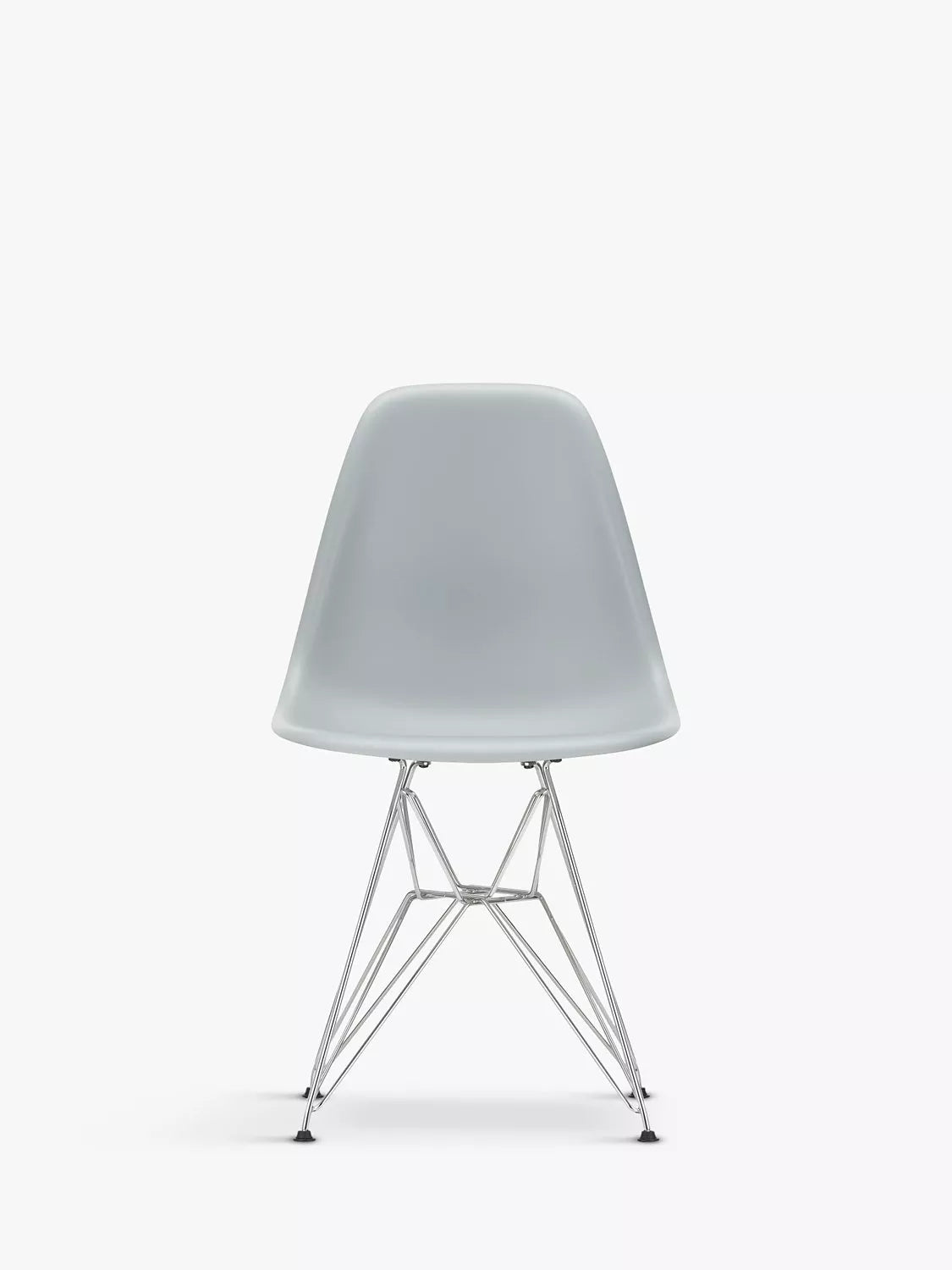 Vitra Eames RE DSR Recycled Plastic Chair, Chrome Legs, Light Grey