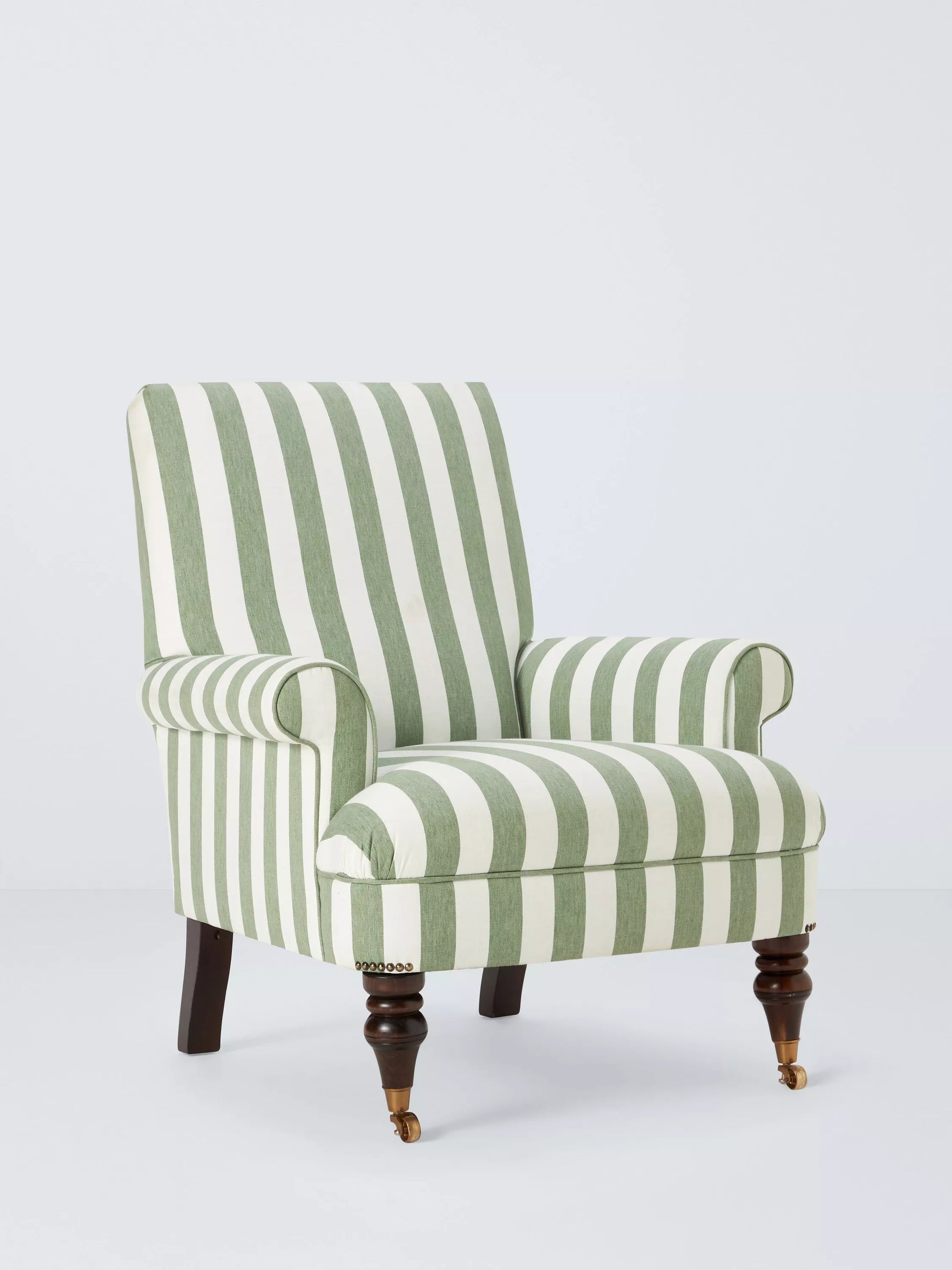John Lewis Suffolk Armchair, Dark Leg, Green And Natural Stripe