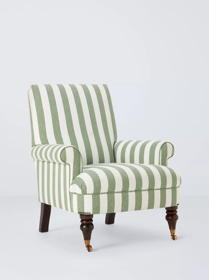 John Lewis Suffolk Armchair, Dark Leg, Green And Natural Stripe