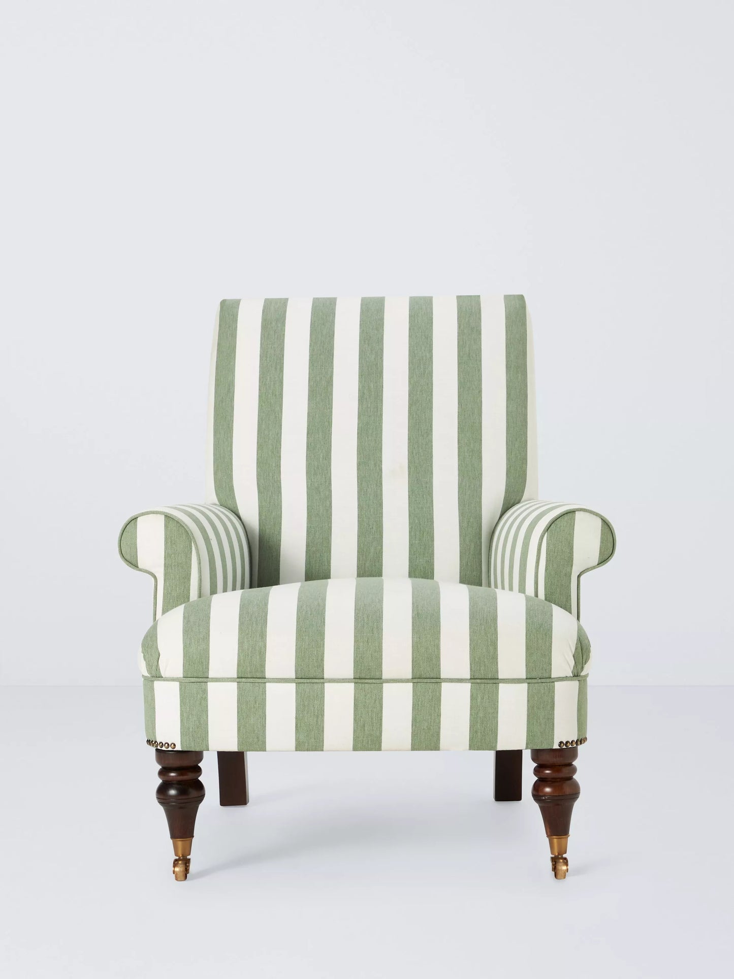 John Lewis Suffolk Armchair, Dark Leg, Green And Natural Stripe