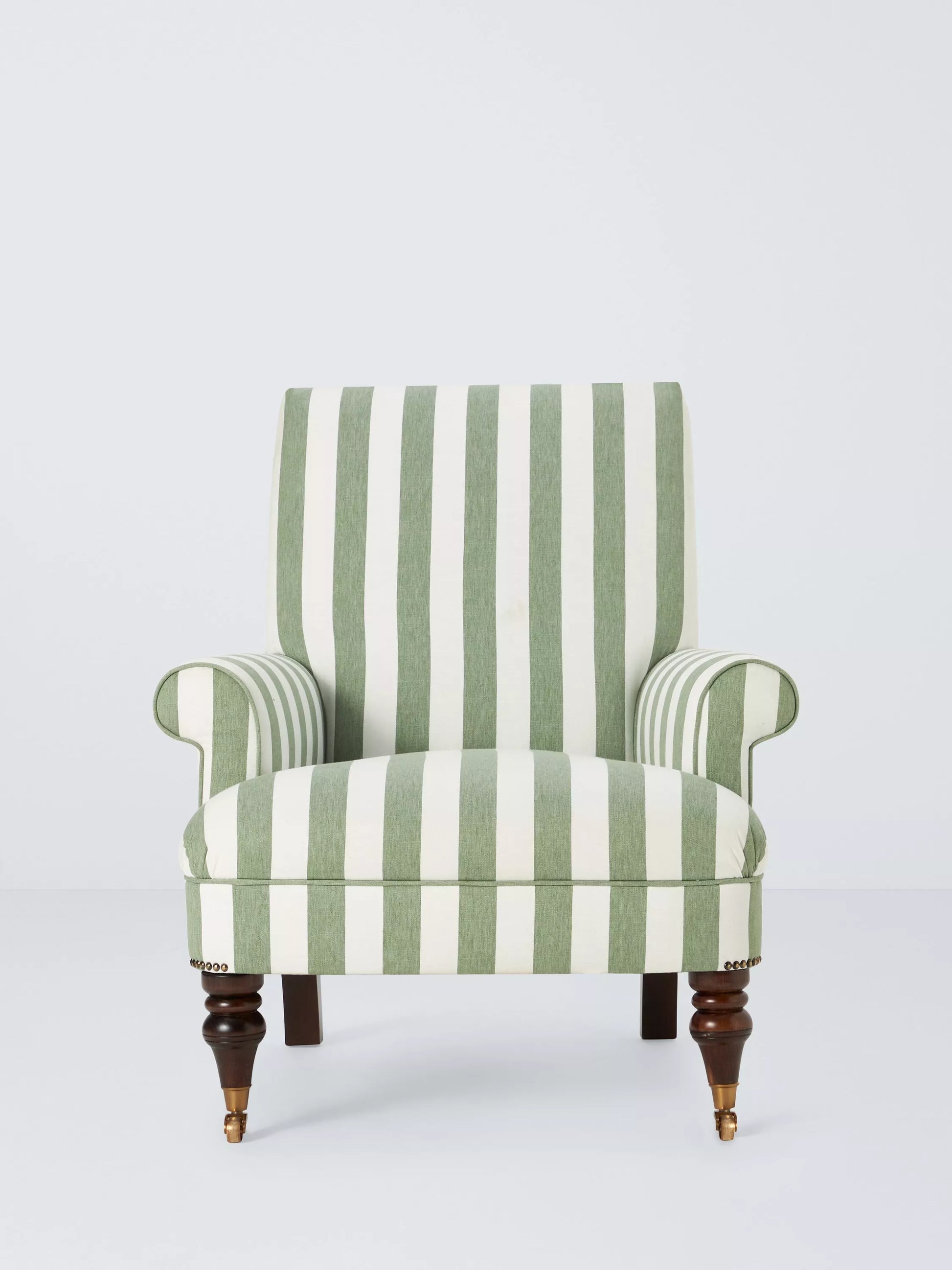 John Lewis Suffolk Armchair, Dark Leg, Green And Natural Stripe