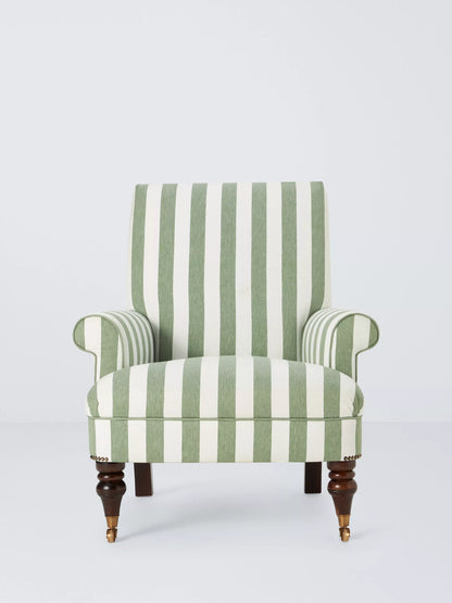 John Lewis Suffolk Armchair, Dark Leg, Green And Natural Stripe