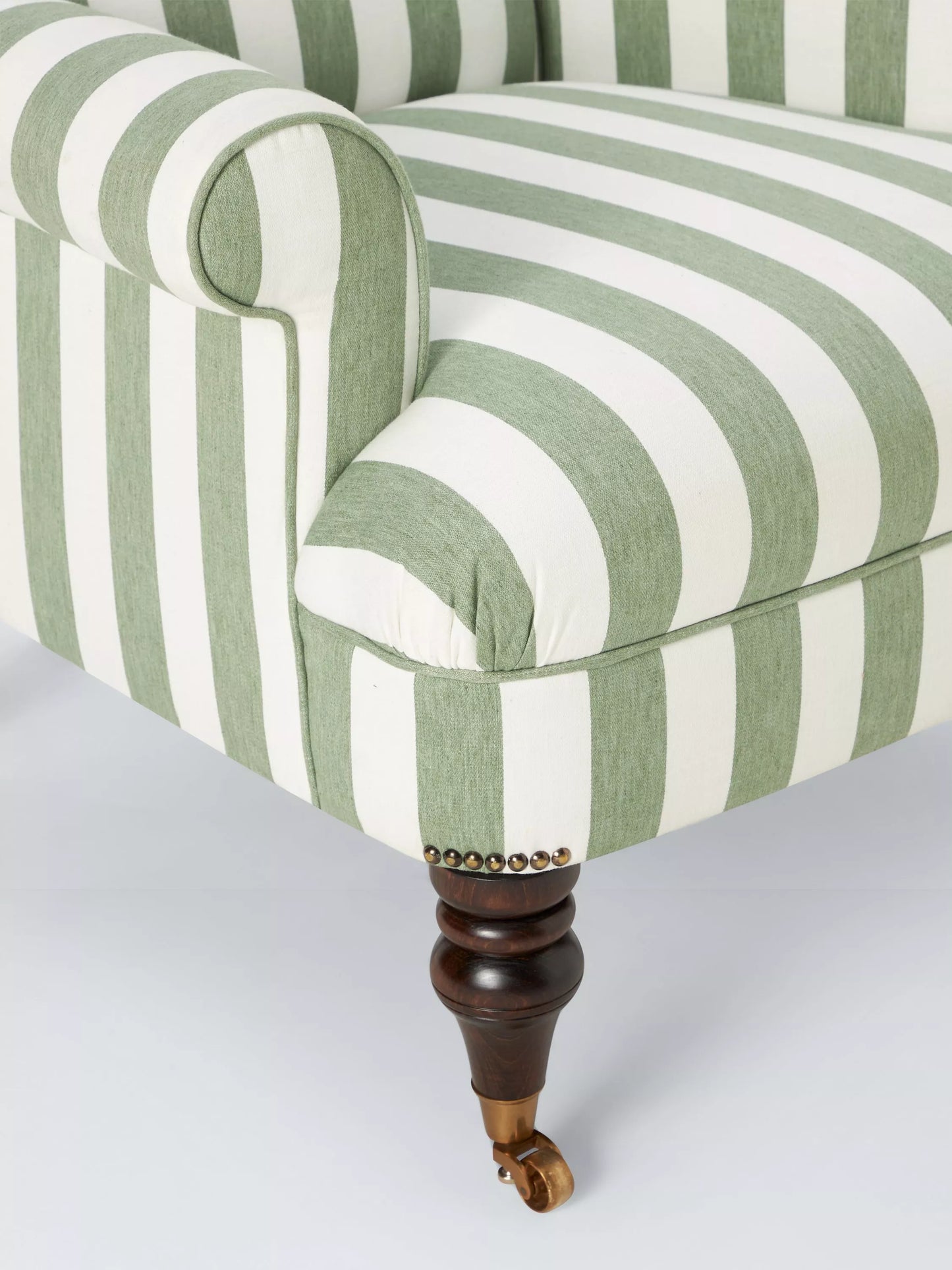 John Lewis Suffolk Armchair, Dark Leg, Green And Natural Stripe